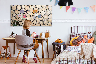 Decoratief glazen wandbord beschrijfbaar en magnetisch Natuurlijk hout in een moderne uitvoering