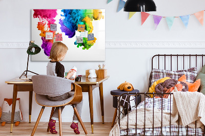 Decoratief glazen wandbord beschrijfbaar en magnetisch Kleurrijke wolken met persoonlijke foto's