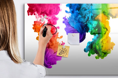 Decoratief glazen wandbord beschrijfbaar en magnetisch Kleurrijke wolken met persoonlijke foto's