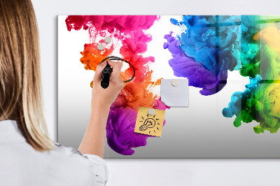 Decoratief glazen wandbord beschrijfbaar en magnetisch Kleurrijke wolken met persoonlijke foto's