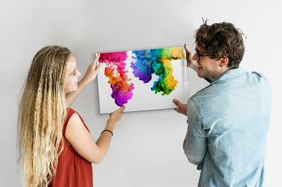 Decoratief glazen wandbord beschrijfbaar en magnetisch Kleurrijke wolken met persoonlijke foto's