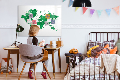 Memobord van glas met print inclusief neodymium magneten Interactieve kaart voor reisherinneringen