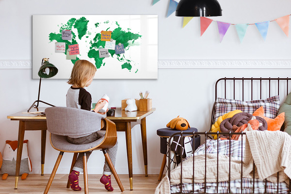 Memobord van glas met print inclusief neodymium magneten Interactieve kaart voor reisherinneringen