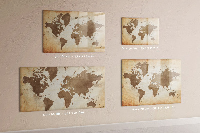 Memobord van glas met print inclusief neodymium magneten Wereldkaart met fotolocaties