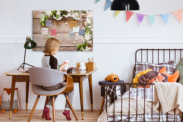 Decoratief glazen wandbord beschrijfbaar en magnetisch Creatief moodboard voor foto's en notities