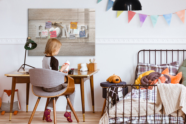 Decoratief glazen wandbord beschrijfbaar en magnetisch Wanddecoratie met ruimte voor foto's