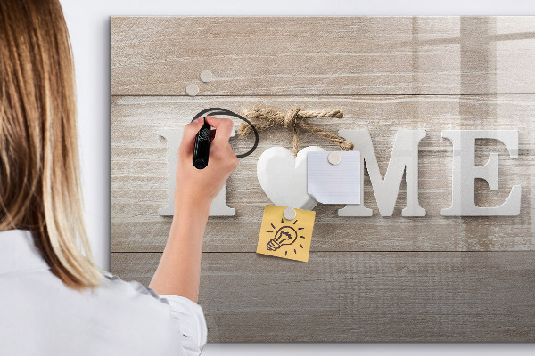 Decoratief glazen wandbord beschrijfbaar en magnetisch Wanddecoratie met ruimte voor foto's