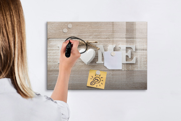 Decoratief glazen wandbord beschrijfbaar en magnetisch Wanddecoratie met ruimte voor foto's