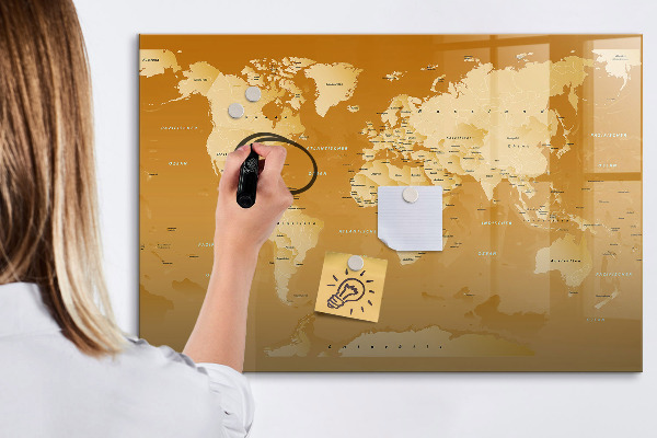 Decoratief glazen wandbord beschrijfbaar en magnetisch Interactieve kaartplanner met foto's
