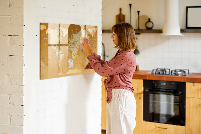 Decoratief glazen wandbord beschrijfbaar en magnetisch Interactieve kaartplanner met foto's