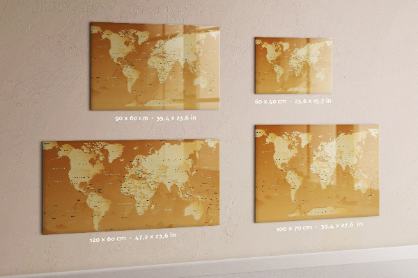 Decoratief glazen wandbord beschrijfbaar en magnetisch Interactieve kaartplanner met foto's