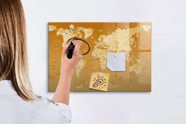 Decoratief glazen wandbord beschrijfbaar en magnetisch Interactieve kaartplanner met foto's