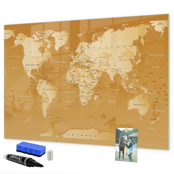 Decoratief glazen wandbord beschrijfbaar en magnetisch Interactieve kaartplanner met foto's