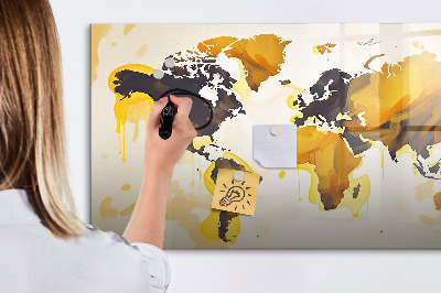 Memobord van glas met print inclusief neodymium magneten Wereldkaart met fotolocaties