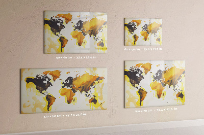 Memobord van glas met print inclusief neodymium magneten Wereldkaart met fotolocaties