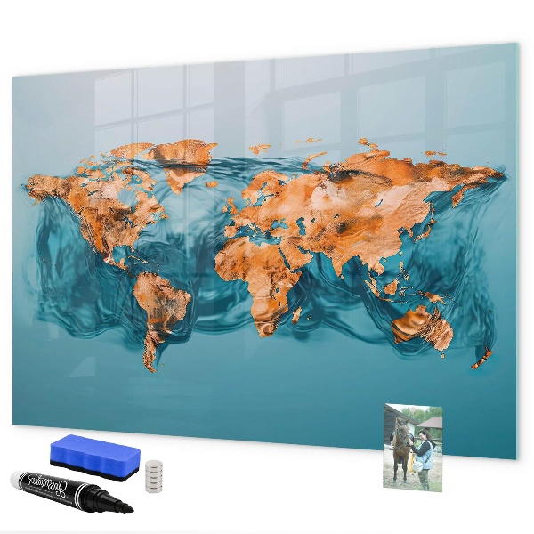 Decoratief glazen wandbord beschrijfbaar en magnetisch Een interactieve wereld met persoonlijke foto's