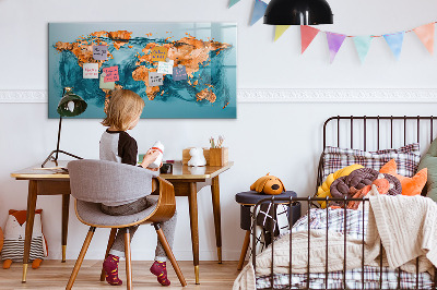 Decoratief glazen wandbord beschrijfbaar en magnetisch Een interactieve wereld met persoonlijke foto's