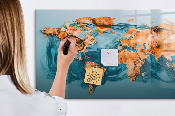 Decoratief glazen wandbord beschrijfbaar en magnetisch Een interactieve wereld met persoonlijke foto's
