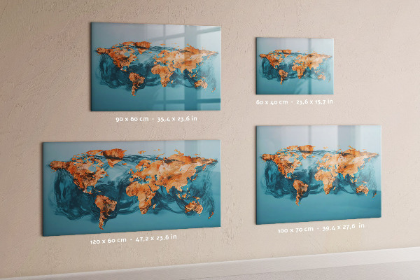 Decoratief glazen wandbord beschrijfbaar en magnetisch Een interactieve wereld met persoonlijke foto's