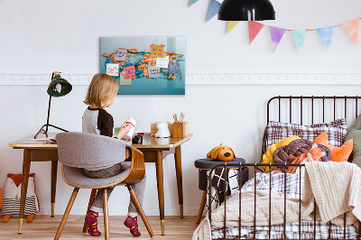 Decoratief glazen wandbord beschrijfbaar en magnetisch Een interactieve wereld met persoonlijke foto's