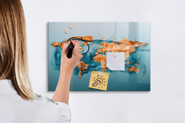Decoratief glazen wandbord beschrijfbaar en magnetisch Een interactieve wereld met persoonlijke foto's