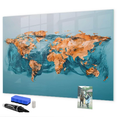 Decoratief glazen wandbord beschrijfbaar en magnetisch Een interactieve wereld met persoonlijke foto's