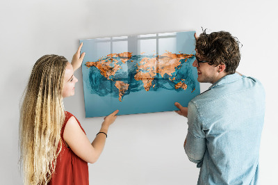 Decoratief glazen wandbord beschrijfbaar en magnetisch Een interactieve wereld met persoonlijke foto's