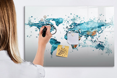 Memobord van glas met print inclusief neodymium magneten Waterkaarten met persoonlijke herinneringen