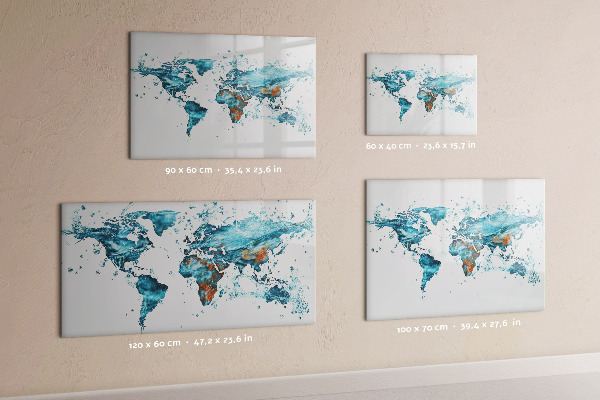 Memobord van glas met print inclusief neodymium magneten Waterkaarten met persoonlijke herinneringen