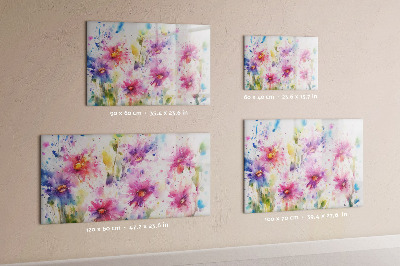 Decoratief glazen wandbord beschrijfbaar en magnetisch Een kleurrijk prikbord voor foto's en notities