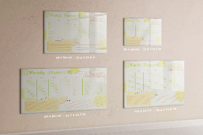 Memobord van glas met print inclusief neodymium magneten Familieplanner met ruimte voor foto's