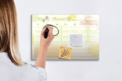 Memobord van glas met print inclusief neodymium magneten Familieplanner met ruimte voor foto's