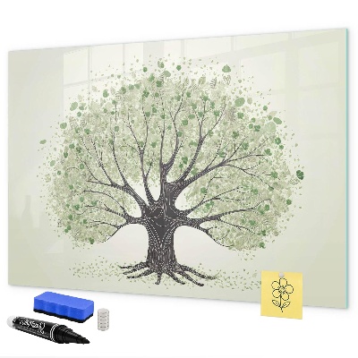 Decoratief glazen wandbord beschrijfbaar en magnetisch Herinneringsboom met persoonlijke foto's