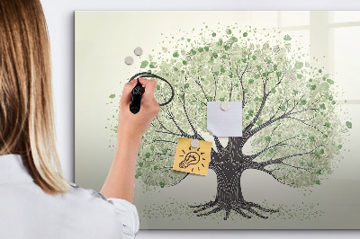Decoratief glazen wandbord beschrijfbaar en magnetisch Herinneringsboom met persoonlijke foto's