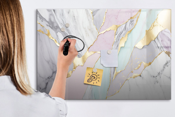Decoratief glazen wandbord beschrijfbaar en magnetisch Modern prikbord voor notities en foto's