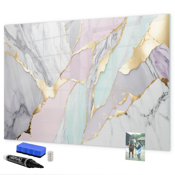 Decoratief glazen wandbord beschrijfbaar en magnetisch Modern prikbord voor notities en foto's
