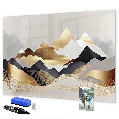Memobord van glas met print inclusief neodymium magneten Modern prikbord voor foto's en notities