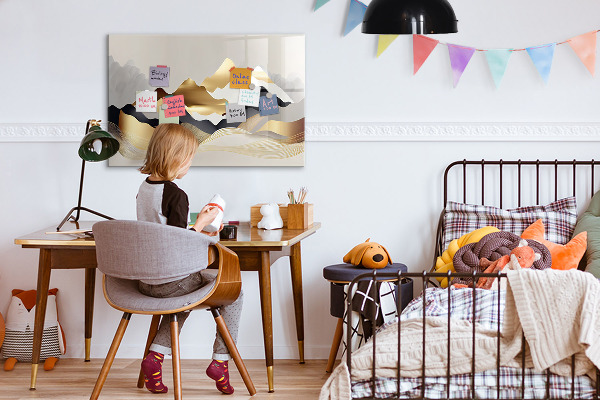 Memobord van glas met print inclusief neodymium magneten Modern prikbord voor foto's en notities
