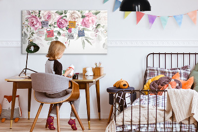 Decoratief glazen wandbord beschrijfbaar en magnetisch Bloemenpaneel voor foto's en notities
