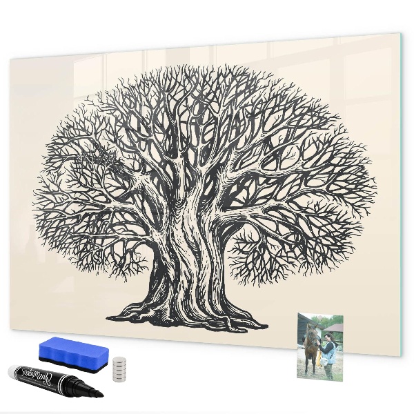 Memobord van glas met print inclusief neodymium magneten Een herinneringsboom met een plek voor foto's