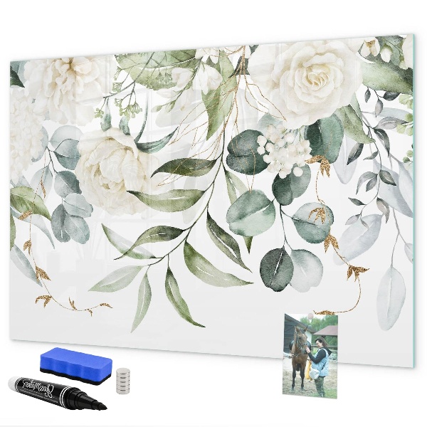 Decoratief glazen wandbord beschrijfbaar en magnetisch Creatief fotoprikbord