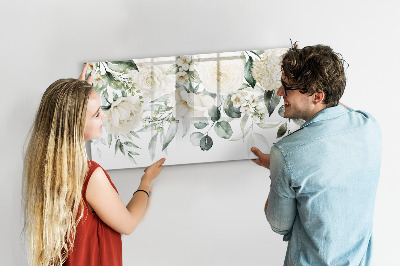 Decoratief glazen wandbord beschrijfbaar en magnetisch Bloemenmotief met ruimte voor foto's