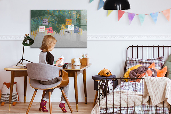 Decoratief glazen wandbord beschrijfbaar en magnetisch Creatief fotopresentatiebord