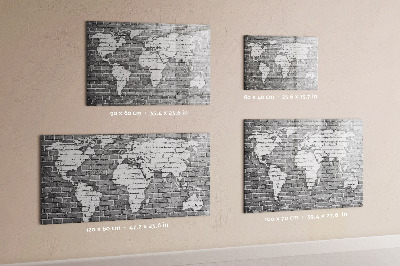 Memobord van glas met print inclusief neodymium magneten Wereldkaart met fotolocaties