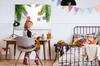 Decoratief glazen wandbord beschrijfbaar en magnetisch Fotobord met een palmmotief