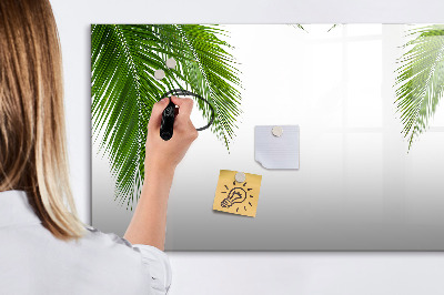 Decoratief glazen wandbord beschrijfbaar en magnetisch Fotobord met een palmmotief