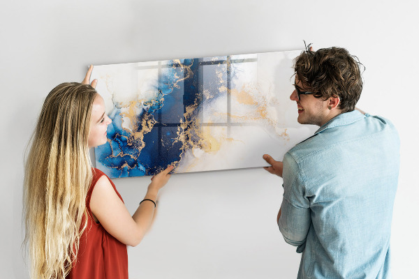 Decoratief glazen wandbord beschrijfbaar en magnetisch Modern prikbord voor foto's en notities
