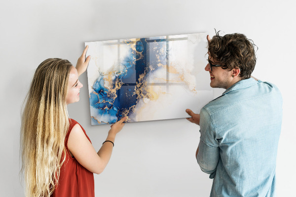 Decoratief glazen wandbord beschrijfbaar en magnetisch Modern prikbord voor foto's en notities