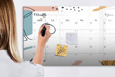 Memobord van glas met print inclusief neodymium magneten Fotoplanner met stift en gum.