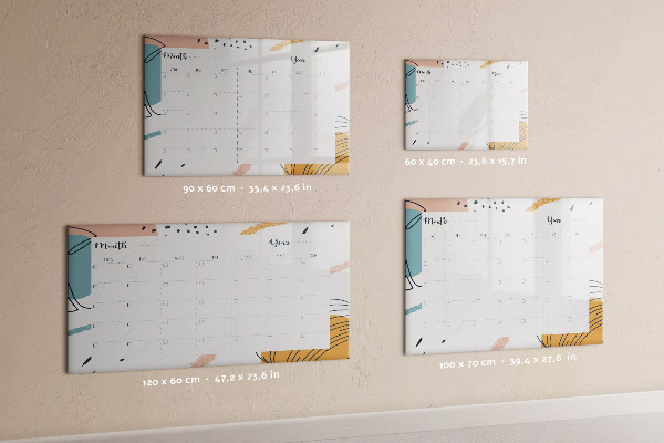 Memobord van glas met print inclusief neodymium magneten Fotoplanner met stift en gum.
